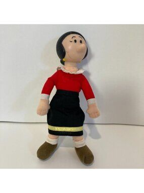 Toy Toons Popeye Olive Oyl Vintage 1991 Plush Toy Stuffed Hard Vinyl Head 7.5"